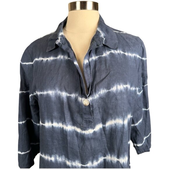 XCVI Top Womens Large L tie-dye lagen look casual artsy artist tunic 100% linen - Picture 8 of 15